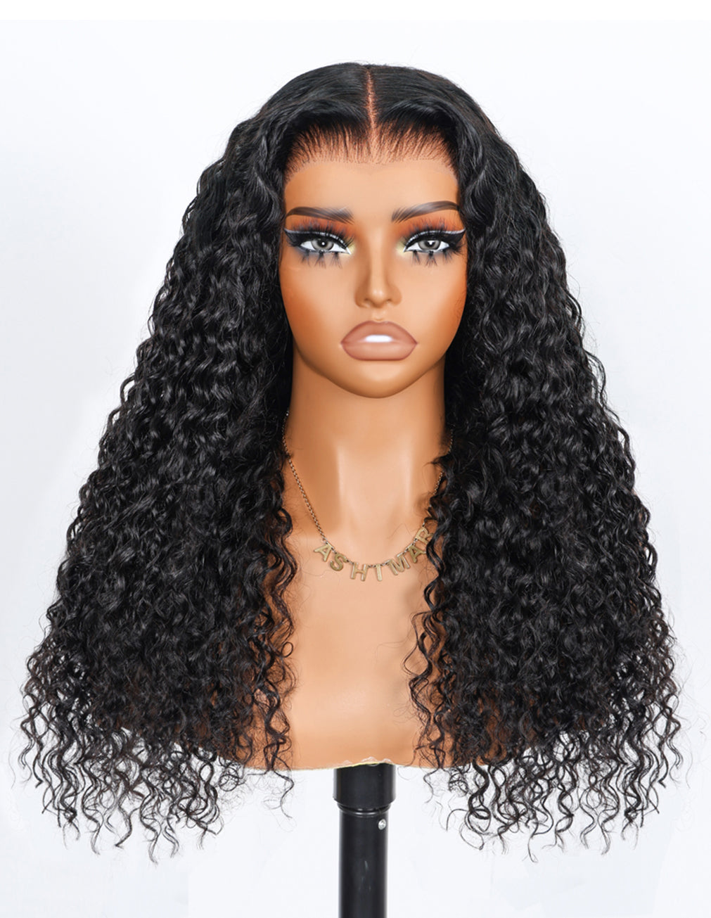 Natural Black Water Wave Wig, 360 Lace Frontal, 20-26 inch, glueless human hair, bouncy and full water waves, realistic straight hair look.