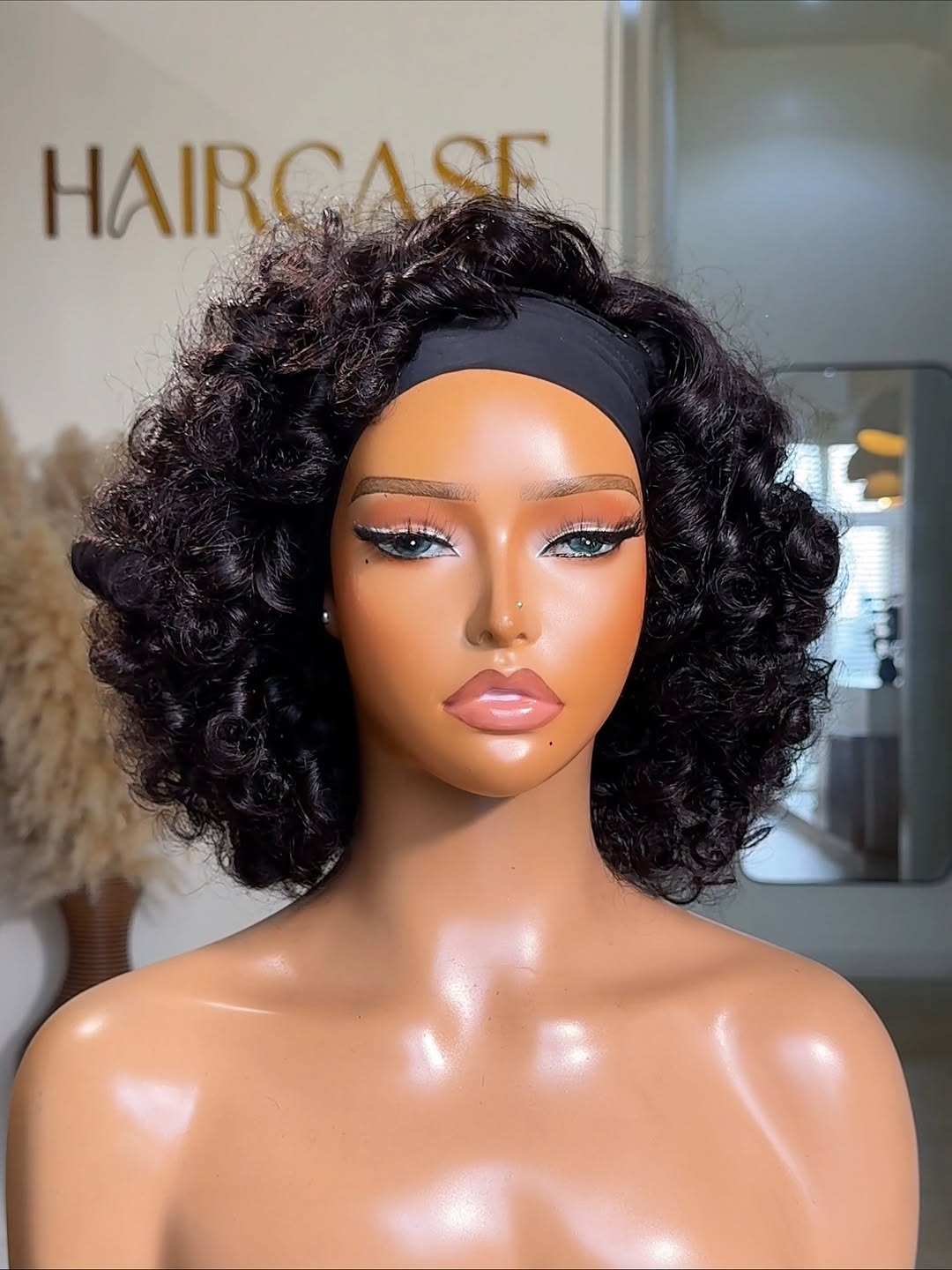 TIANA | HEADBAND WIG | 10" NATURAL BLACK DEEP WAVE CURLY