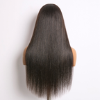 True Scalp Yaki Straight | V Part Glueless Human Hair Wig 16''-24''| Natural Black