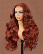 Reddish Brown 13x6 Lace Front Body Wave Wig | Glueless Human Hair | Pre-colord Long-lasting Curls |16''-28''