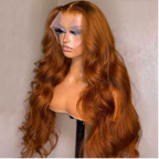 Copper Brown 13x4 Lace Front glueless Wig | Pre-plucked Body Wave Human Hair Wigs| 18''-32''