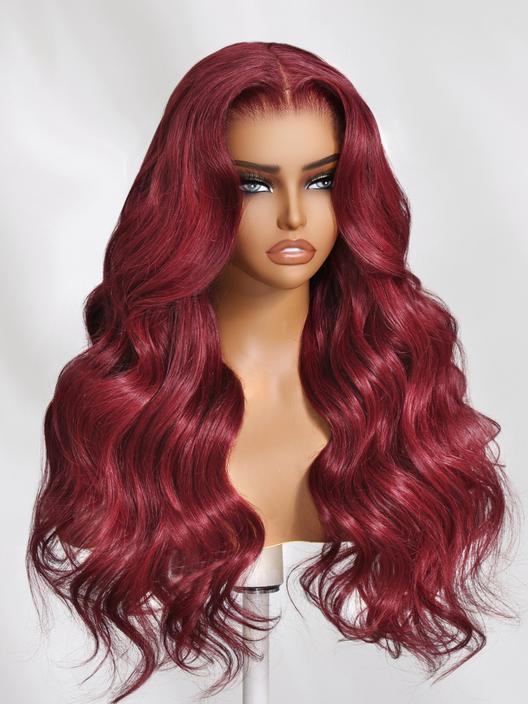 13x4  Lace Frontal Warm Burgundy Loose Wave Wig| 100%Human Hair Glueless Protective Styling Wig| 16''-28''