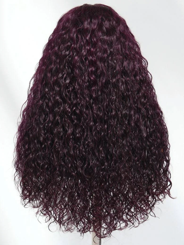 Burgundy Plum Water Wave 13x4 Lace Front Wig| Pre-everything Invisible Knots Wear Go Wig with Drawstring| 14''-28''