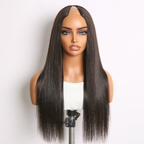True Scalp Yaki Straight | V Part Glueless Human Hair Wig 16''-24''| Natural Black