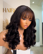 Natural Black Body Wave Wig with Bangs | 13x6 HD Lace Frontal | Glueless | 16-24 Inch