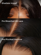 Brown Highlights Yaki Straight Wig | 13x6 Lace Frontal | Glueless | 18-24"
