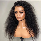 Right side view of 24-inch Natural Black Water Wave Wig, 13x4 HD Lace, Human Hair, Layered Waves, Fashionable and Sleek