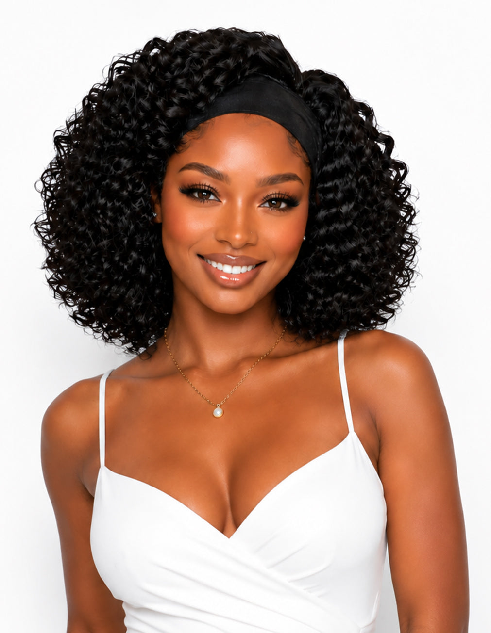 TIANA | Headband Wig | Natural Black Deep Wave Curly | 10"