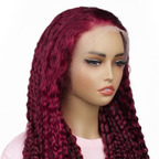 Burgundy Curly 13x4  Lace Front Wig| Pre-plucked Glueless 100% Human Hair Wig | 14’‘-30’‘