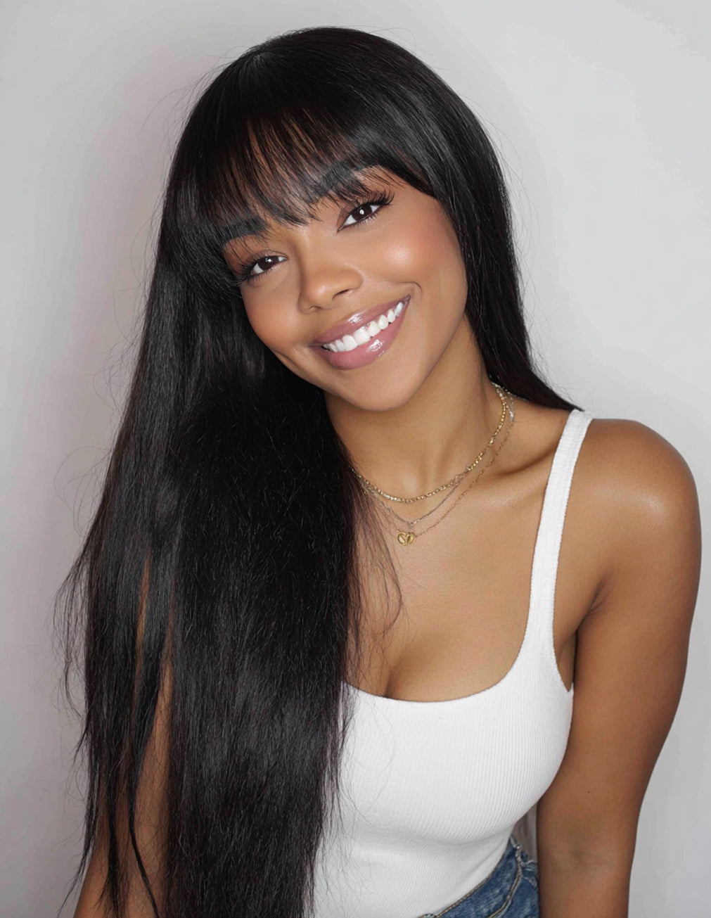 CRIMSON | 7x5 Lace Closure Wig | Natural Black Straight with Bangs | 18-30"
