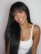CRIMSON | 7x5 Lace Closure Wig | Natural Black Straight with Bangs | 18-30"