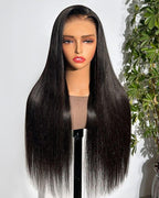 Natural Black Straight Wig, 360 Lace Frontal, 18-30 inch, glueless human hair, silky smooth texture, full and thick density.