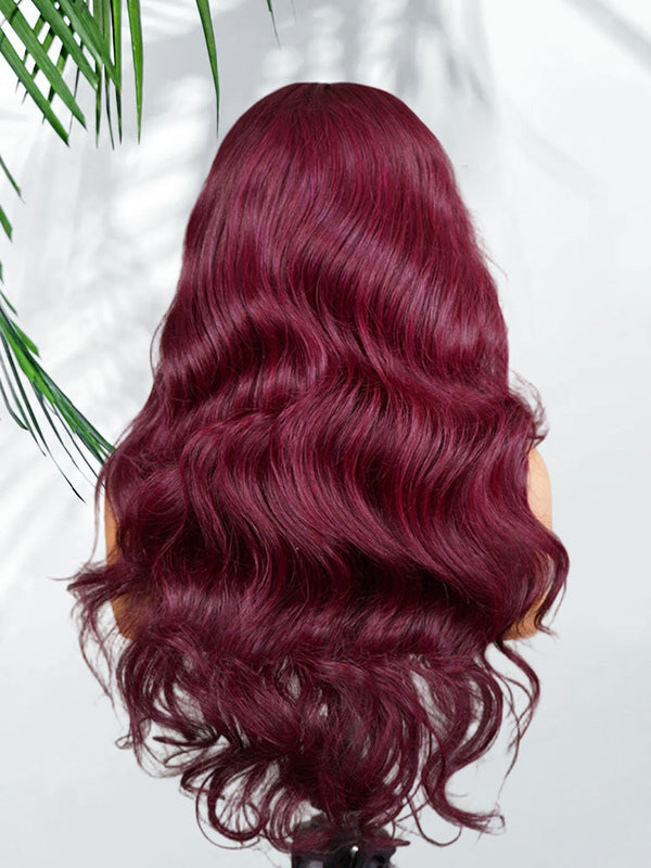 99J Burgundy  Body Wave  7x5 Lace Wigs |Wear Go Glueless 100%Human Hair| Adjustable Drawstring| 16’‘-30’‘