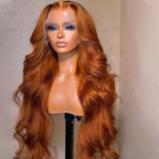 Copper Brown 13x4 Lace Front glueless Wig | Pre-plucked Body Wave Human Hair Wigs| 18''-32''