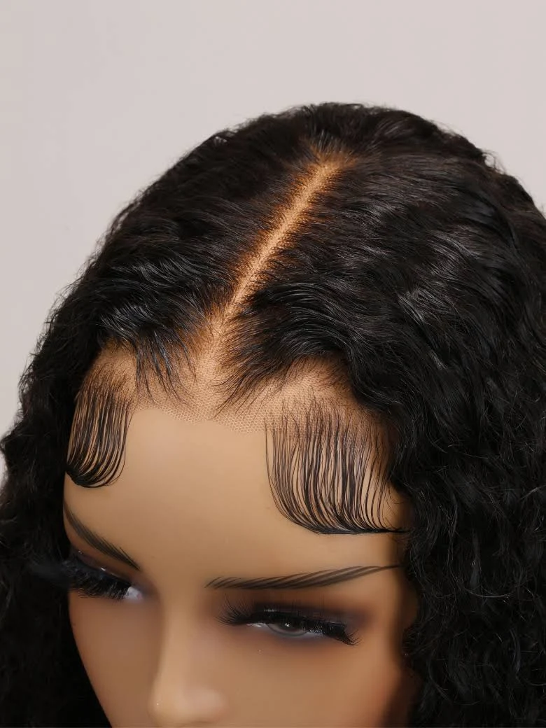 Water Wave Natural Black Full Lace Wig | Glueless Human Hair| Free Parting Natural Sclap Wig |16''-30''