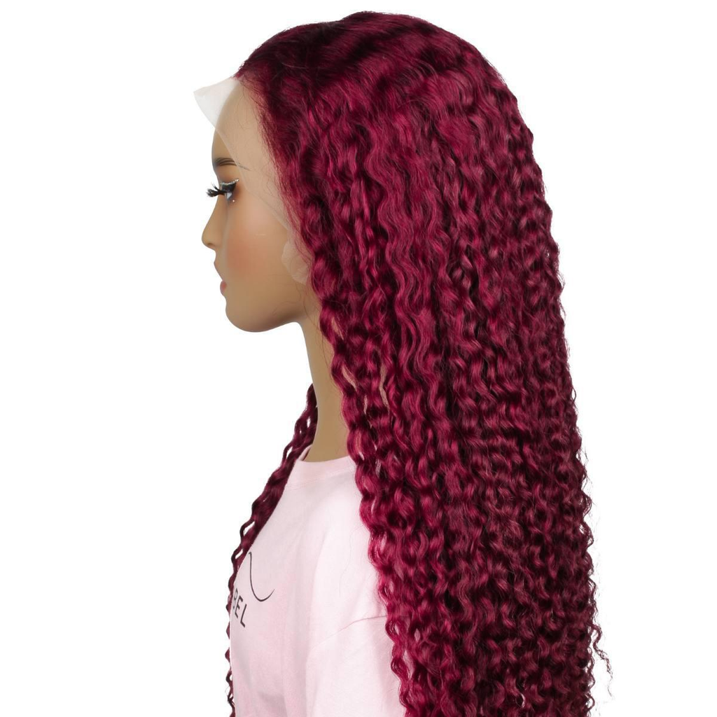 Burgundy Curly 13x4  Lace Front Wig| Pre-plucked Glueless 100% Human Hair Wig | 14’‘-30’‘
