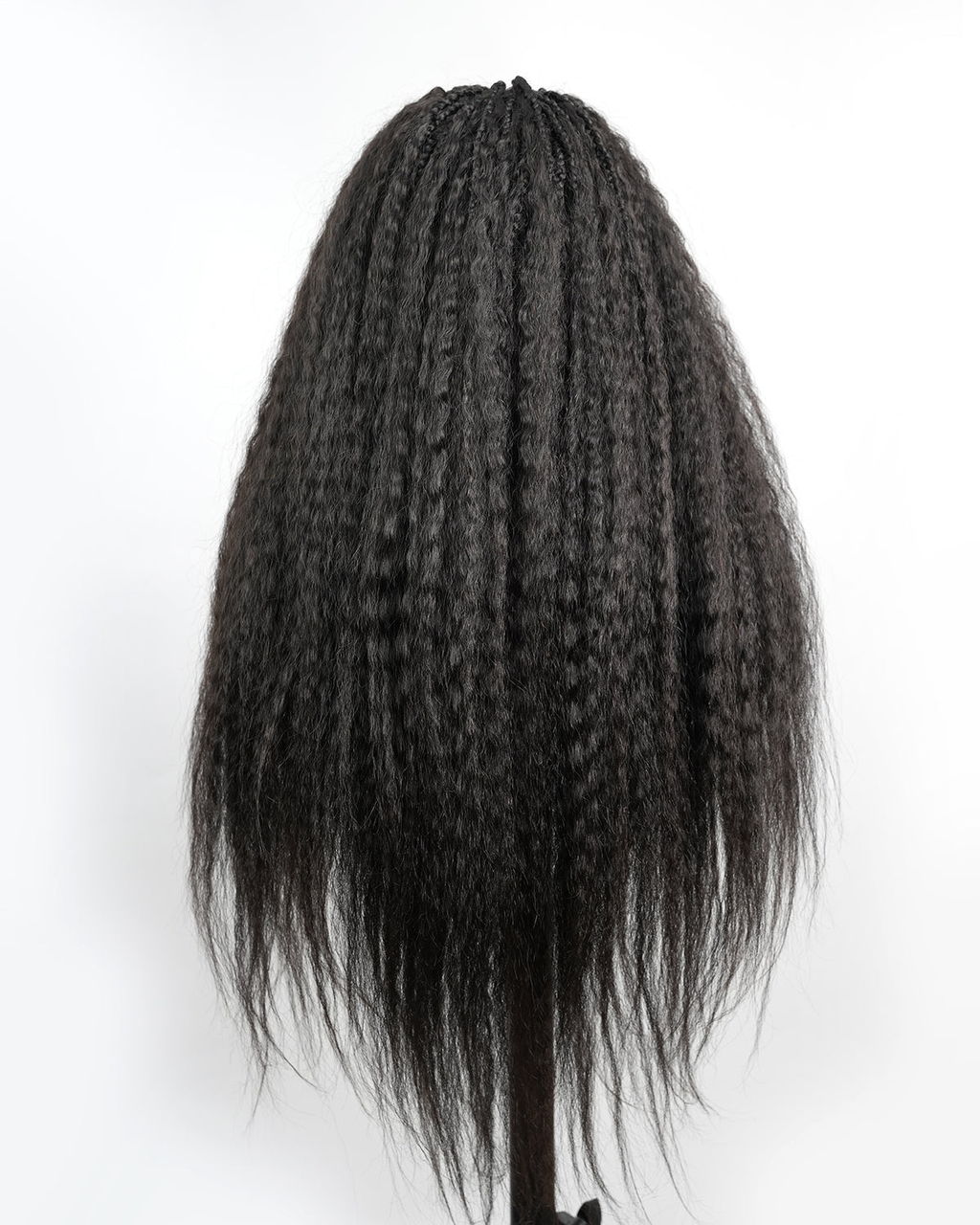 Natural Black Kinky Straight Full Lace Wigs | Glueless Human Hair | Ultra Full Boho Box Braided wig |16''-30''