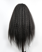 Natural Black Kinky Straight Full Lace Wigs | Glueless Human Hair | Ultra Full Boho Box Braided wig |16''-30''