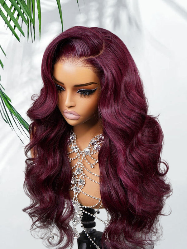 99J Burgundy  Body Wave  7x5 Lace Wigs |Wear Go Glueless 100%Human Hair| Adjustable Drawstring| 16’‘-30’‘