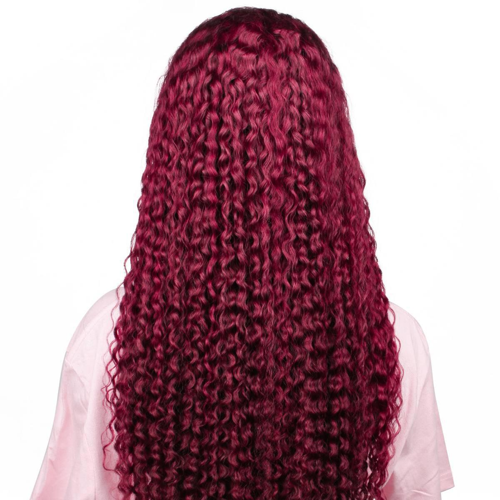 Burgundy Curly 13x4  Lace Front Wig| Pre-plucked Glueless 100% Human Hair Wig | 14’‘-30’‘