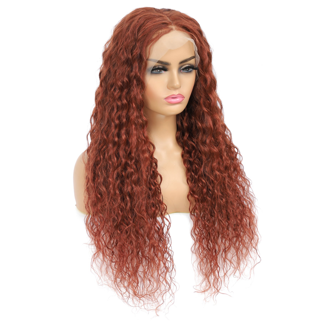 Brazilian Curly Glueless Wigs| Auburn Brown | 13x4 Lace | 18''-24''