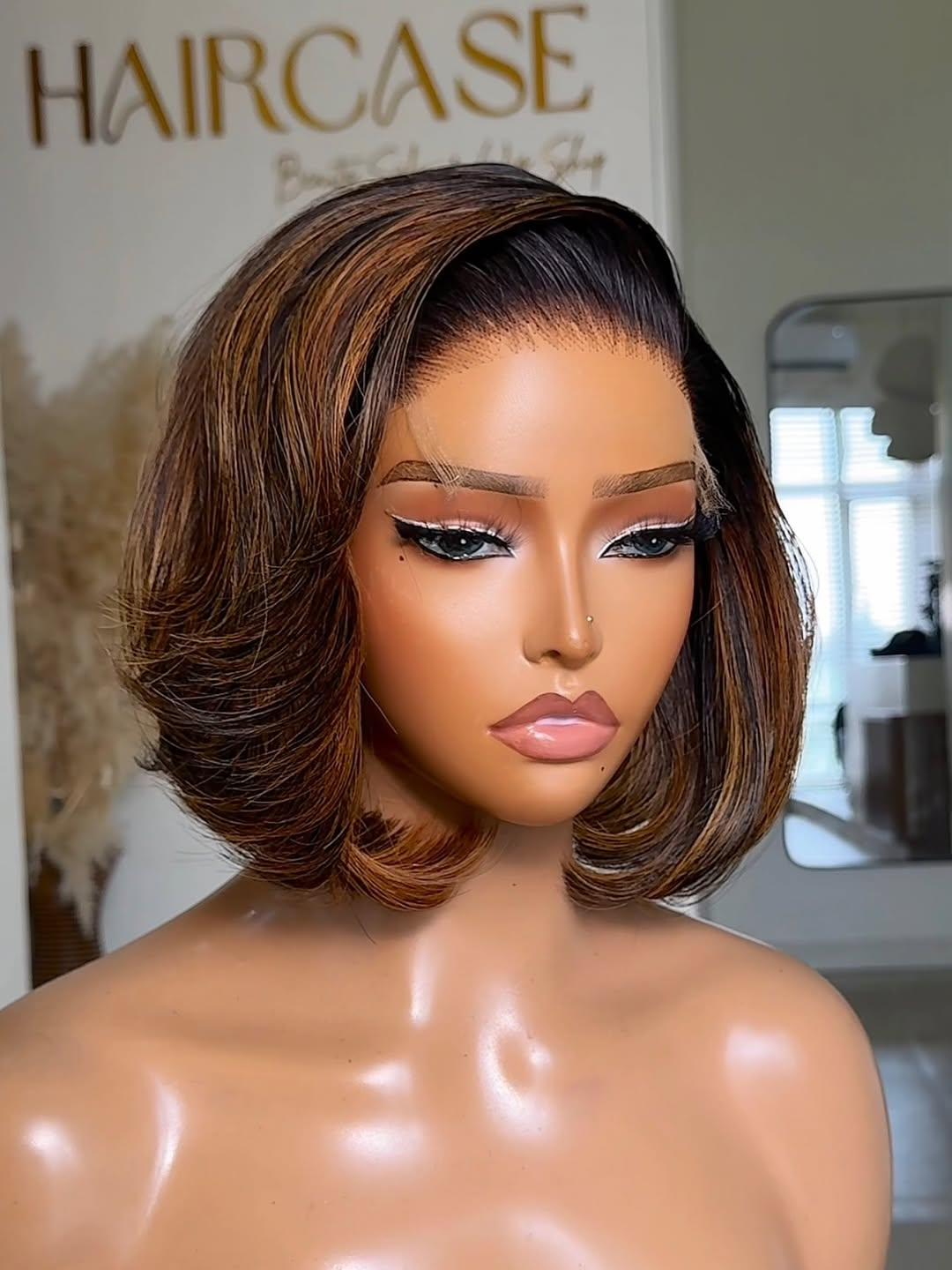 PIPER | 5X5 HD LACE | 10" GINGER HIGHLIGHTS STRAIGHT BOB