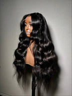 Natural Black Romantic Wavy Wig | 360 Lace Frontal | Glueless | High Ponytail | 20-26"
