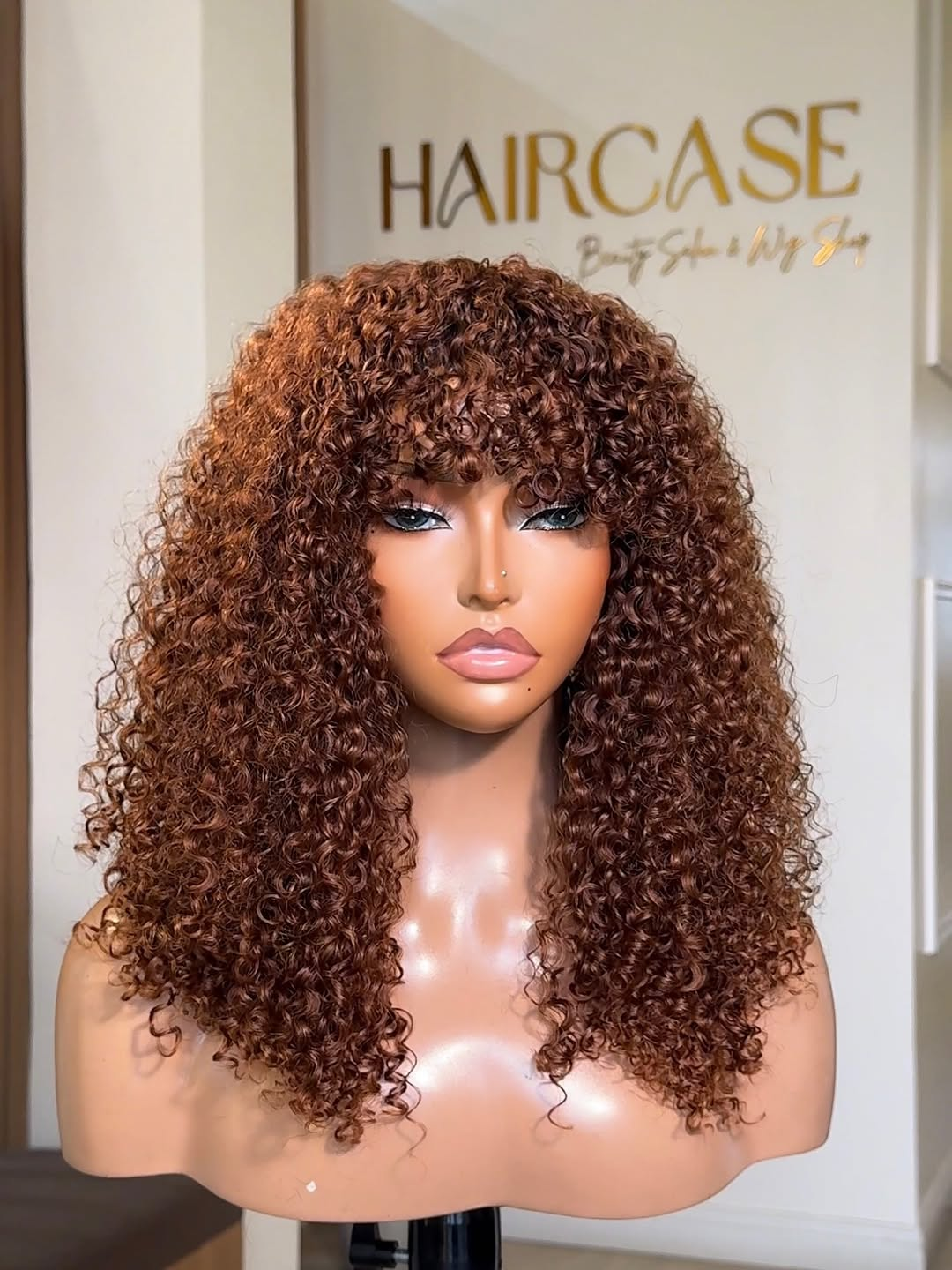 HAZEL | GLUELESS WIG | 16"-22" COFFEE BROWN KINKY CURLY FRINGE