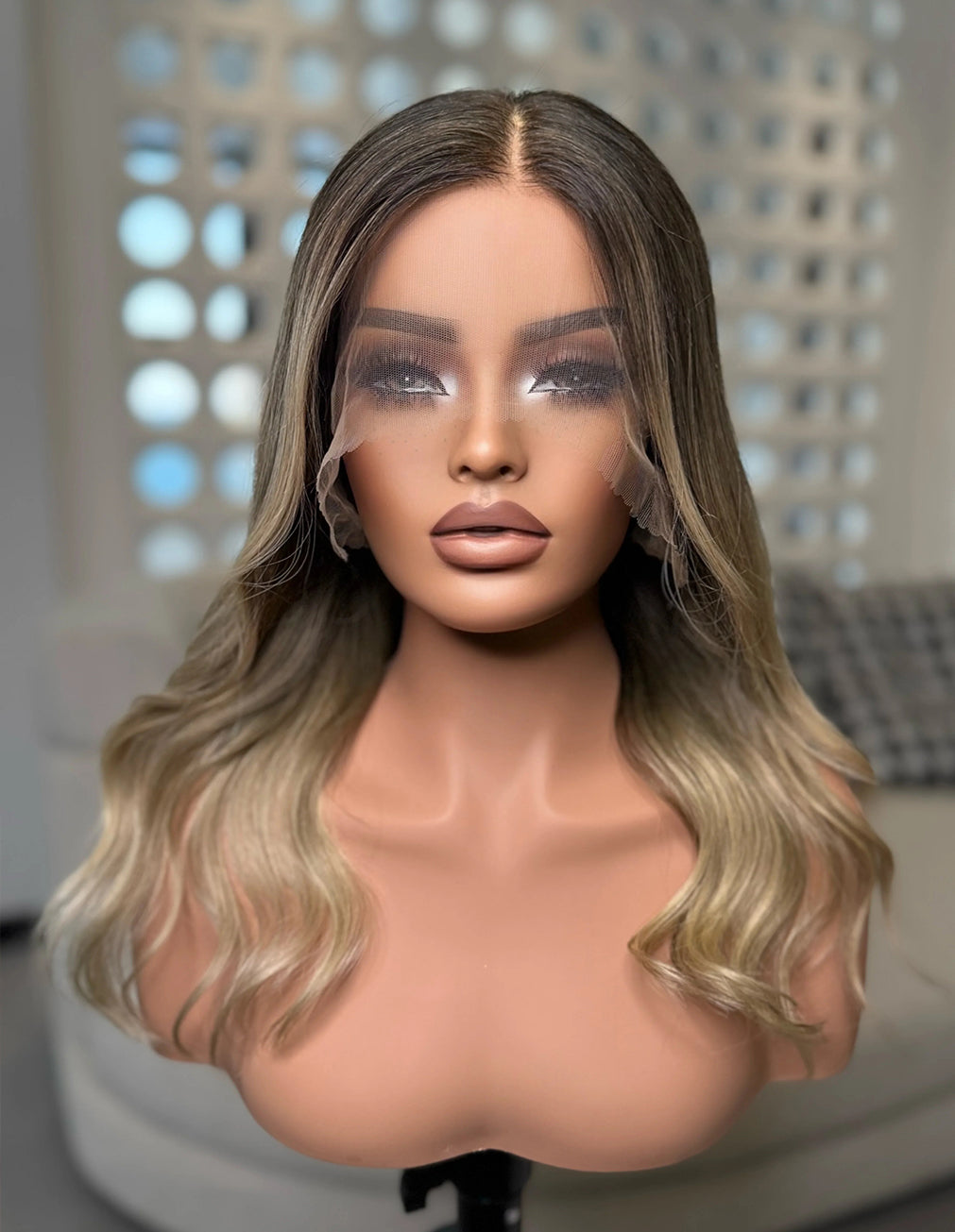 Ash Blonde Balayage Body Wave Wig, 18-28", 13x6 HD Lace, Glueless, Human Hair, Wear-and-Go