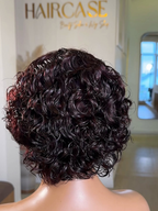Back View | RAVEN Burgundy Pixie | Short Curly Texture | Full Coverage