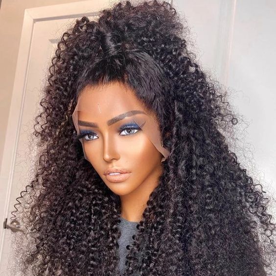 full lace wig natural black kinky curly front view glueless beginner-friendly natural hairline soft defined curls 10-26 inch