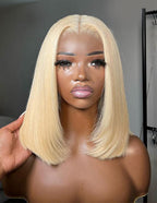 CLEO Straight Bob Wig, 613 Blonde, 7x5 Lace Closure, 10-14", Human Hair, Glueless, Wear-and-Go