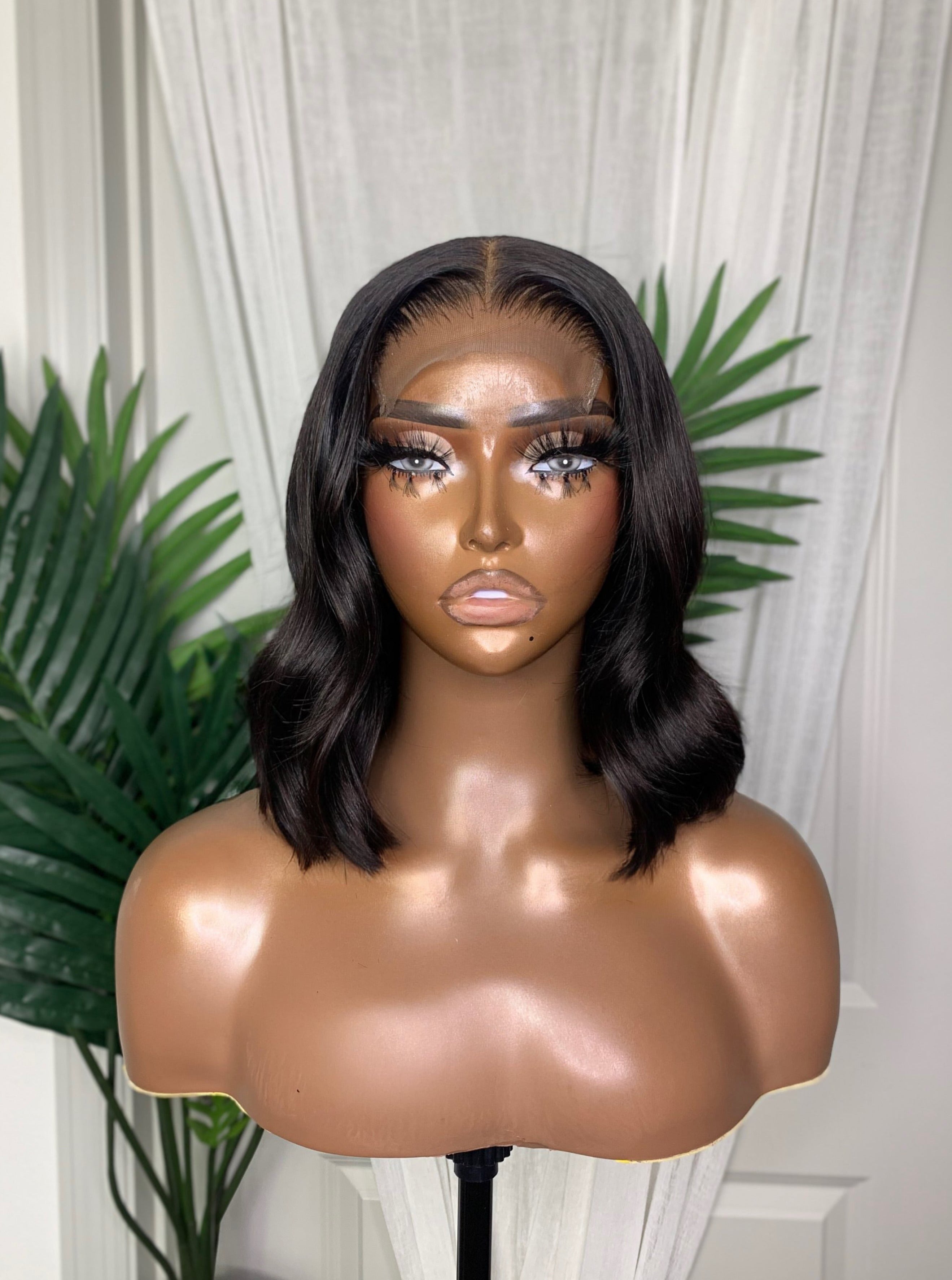 LEILA | HD LACE | 14"-16" NATURAL BLACK BEACH WAVE BOB