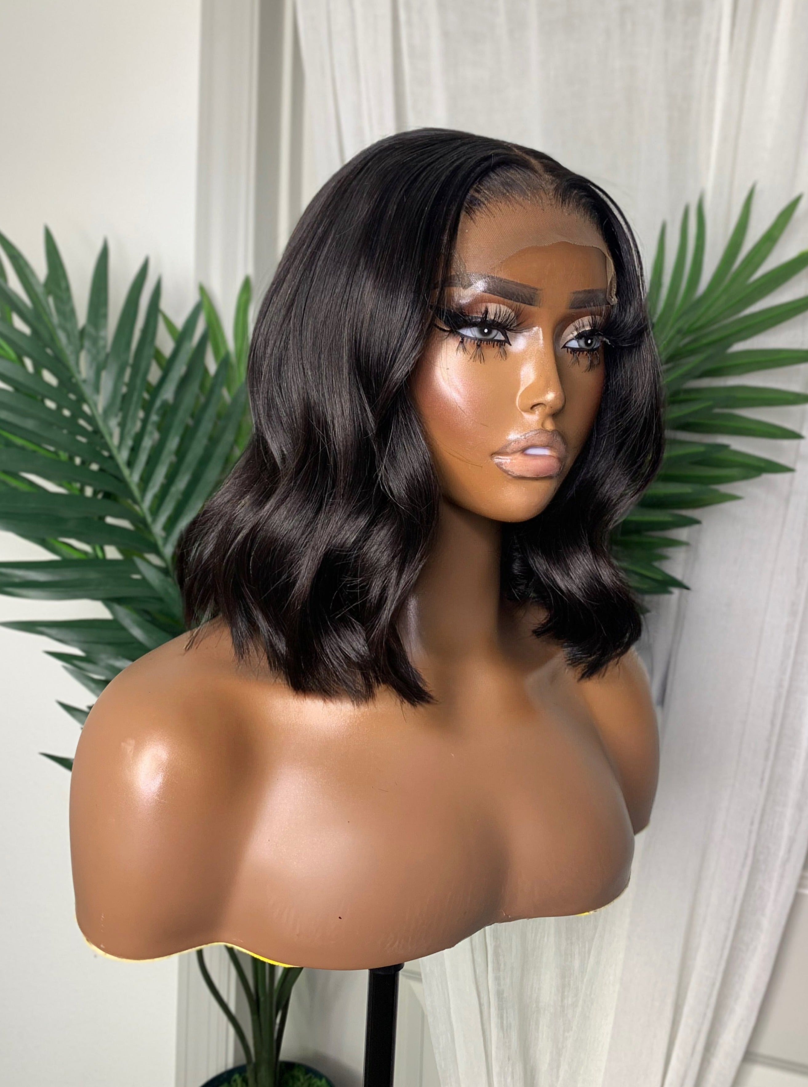 LEILA | HD LACE | 14"-16" NATURAL BLACK BEACH WAVE BOB