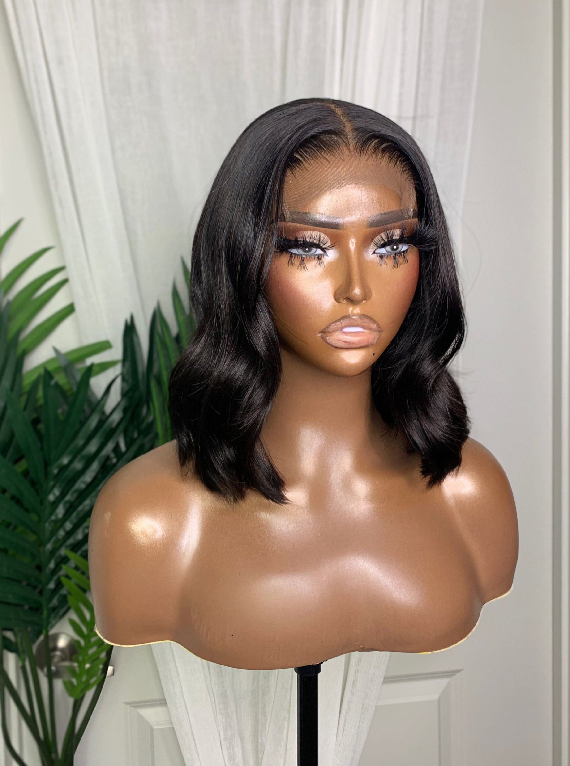 LEILA | HD LACE | 14"-16" NATURAL BLACK BEACH WAVE BOB