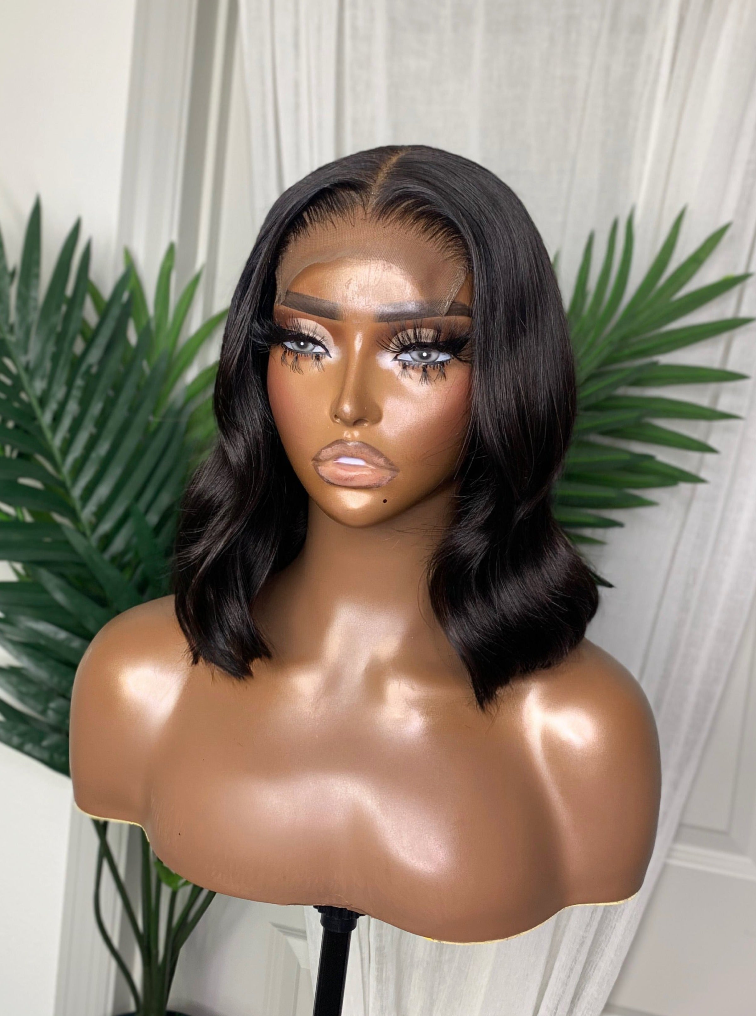 LEILA | HD LACE | 14"-16" NATURAL BLACK BEACH WAVE BOB