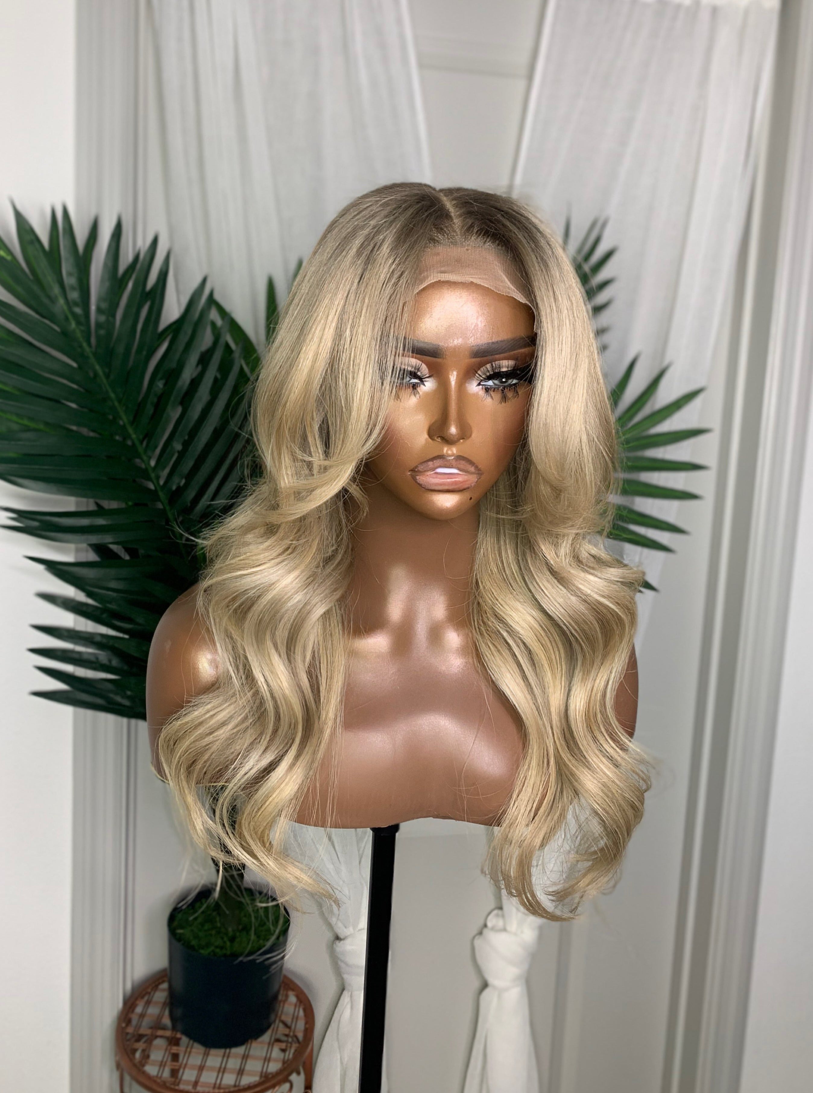 STELLA | HD LACE | 16"-28" ASH BLONDE BODY WAVE CURTAIN BANGS
