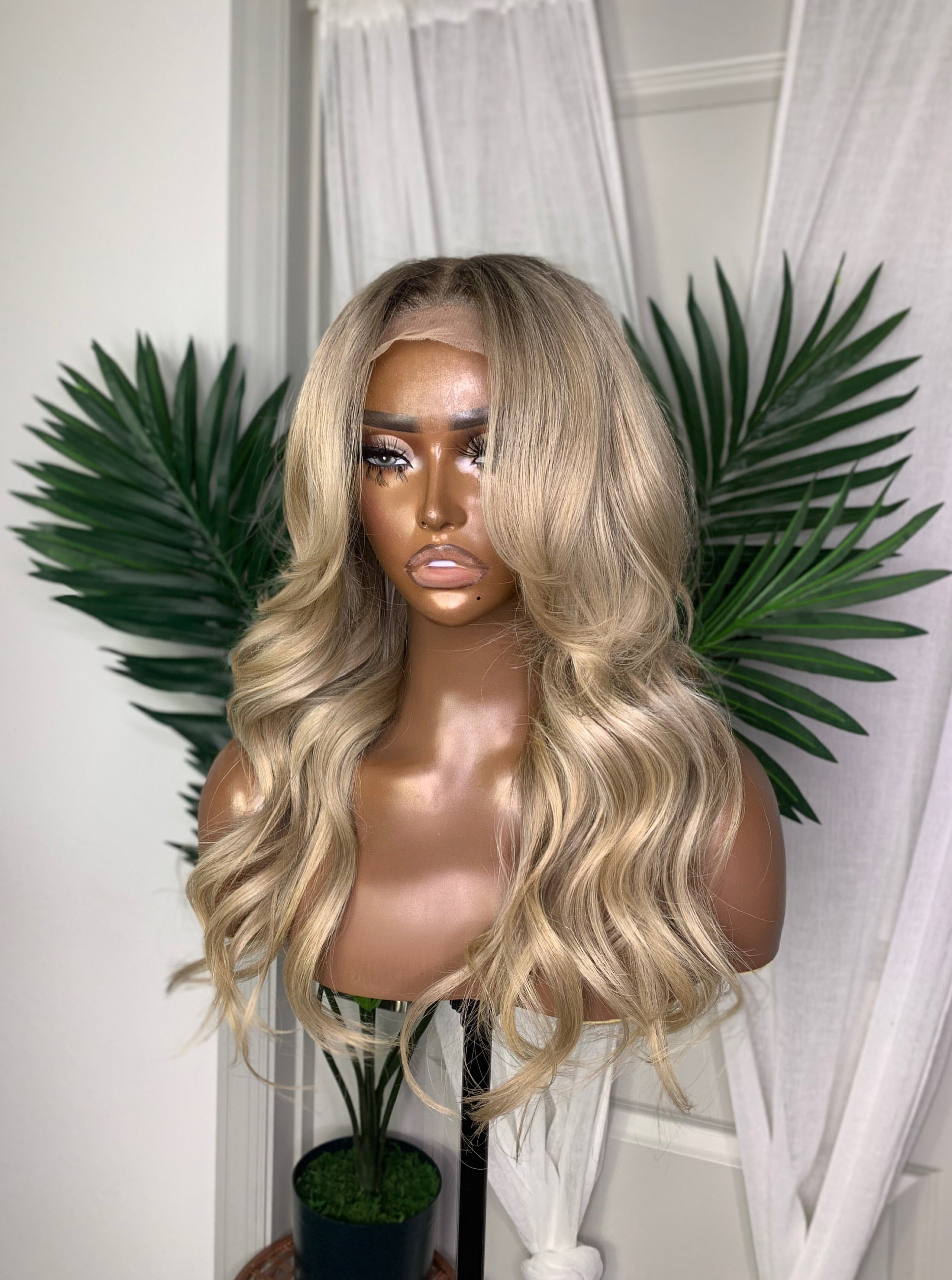 STELLA | HD LACE | 16"-28" ASH BLONDE BODY WAVE CURTAIN BANGS