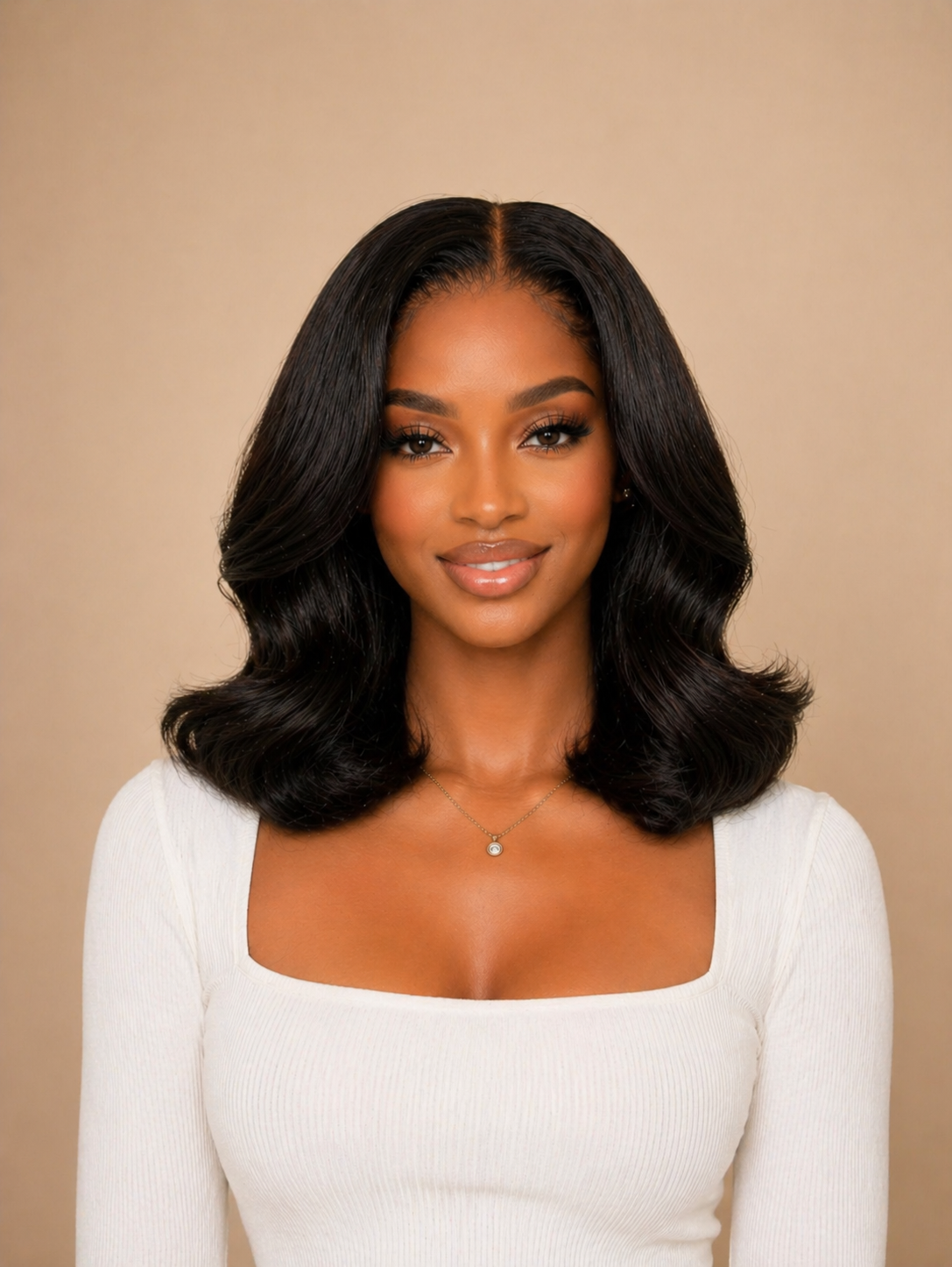 LEILA | 7x5 Lace Closure Wig | Natural Black Beach Wave Bob | 14-16" | Glueless