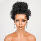 ARIA Natural Black Curly Wig, 360 Lace Frontal, 14-24 inch, bouncy and defined curls, 100% human hair, full volume and natural luster.