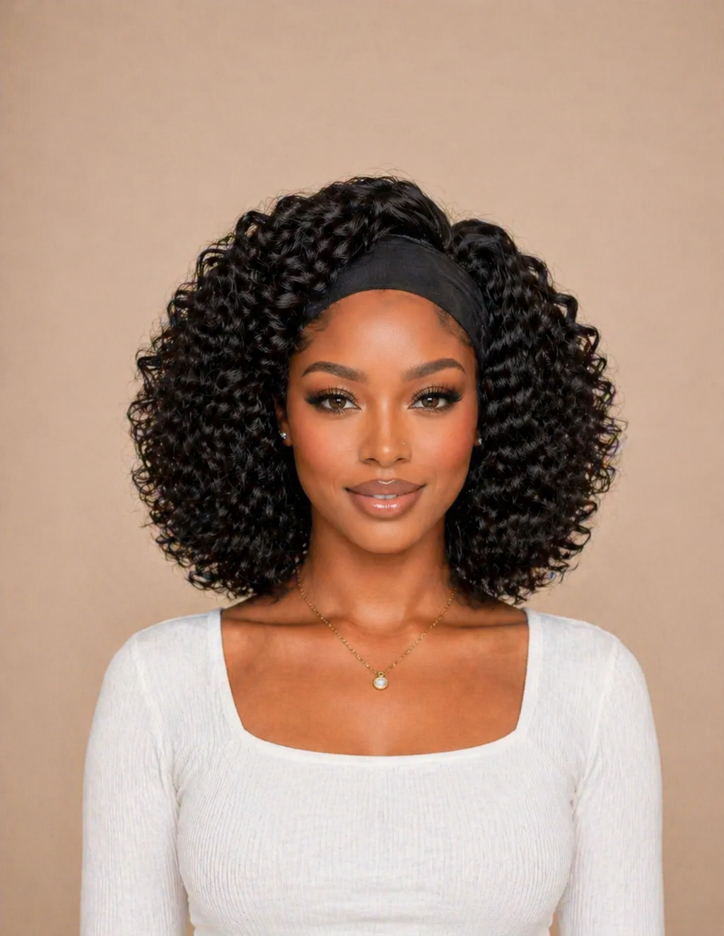 TIANA | Headband Wig | Natural Black Deep Wave Curly | 10"
