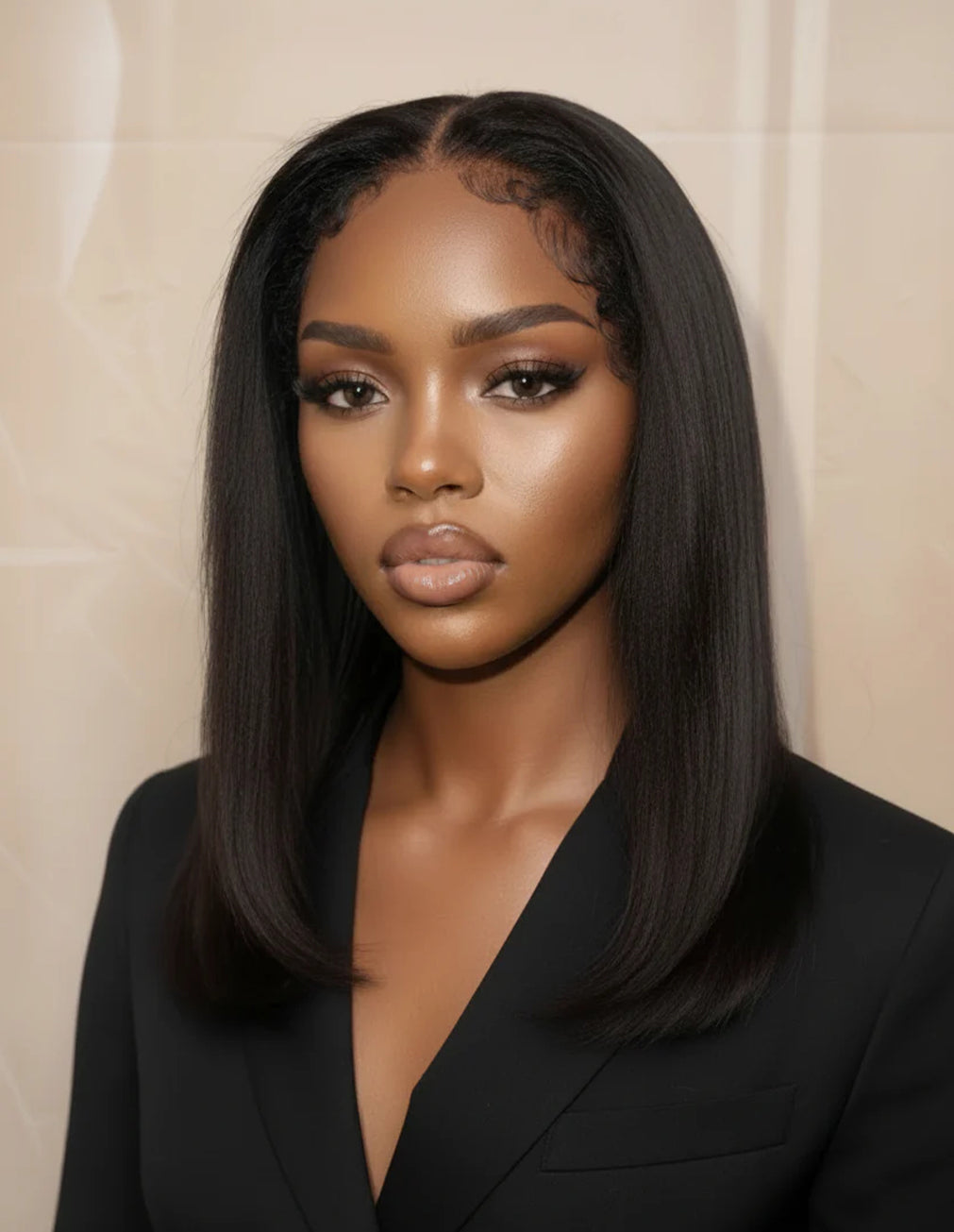 16" Anya Wig, Yaki Straight Texture, Lace Frontal, Beginner Friendly