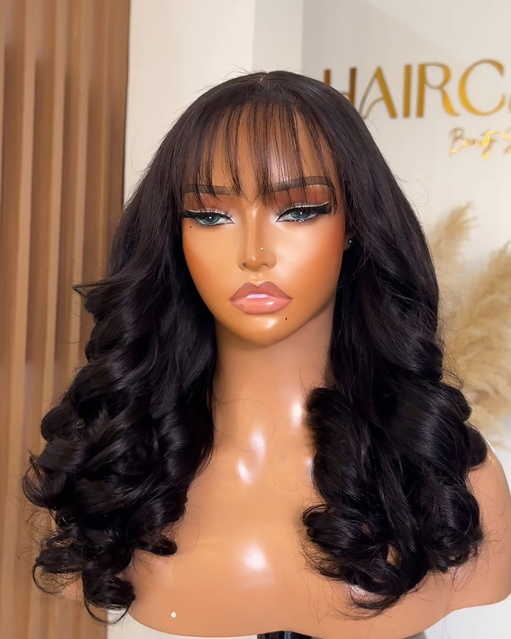 Natural Black Body Wave Wig with Bangs | 13x6 HD Lace Frontal | Glueless | 16-24 Inch