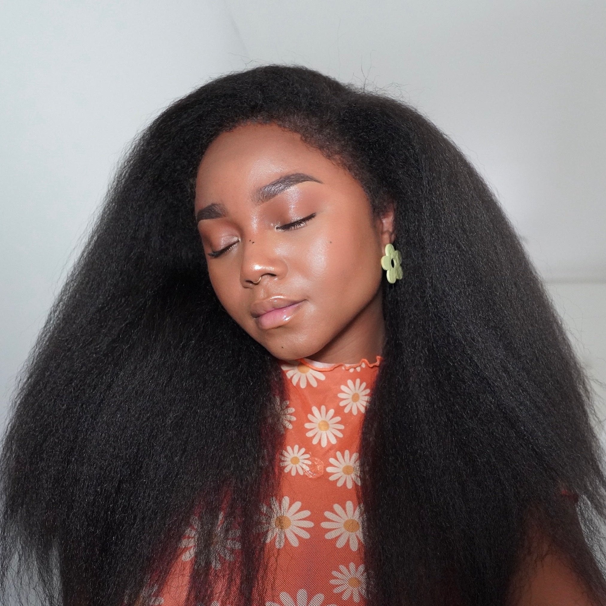 Natural Black Kinky Straight Wig | 360 Lace Frontal | Glueless | High Ponytail | 18-30"
