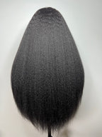 18-30 inch Kinky Straight human hair, 360 lace back view, thick from root to end, tangle-free and soft sheen, long yaki straight hair.