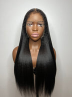 Glueless 360 Lace Wig, Kinky Straight, 18-30", pre-plucked hairline, invisible HD lace, seamless melt for natural look.