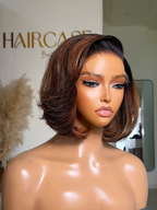 PIPER | 5X5 HD LACE | 10" GINGER HIGHLIGHTS STRAIGHT BOB