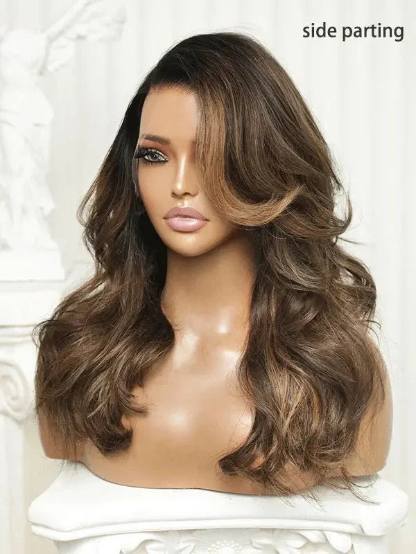 ELENA | 13x6 Lace Frontal Wig | Brown Highlights Face-Framing | 14"-22"