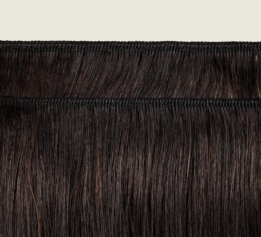 brazilian yaki straight hair bundle, top band close-up, adjustable, soft secure fit, glueless, beginner-friendly