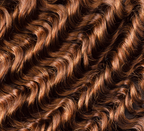 brazilian deep wave hair bundle close-up soft defined curls caramel brown shiny bouncy texture